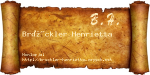 Brückler Henrietta névjegykártya